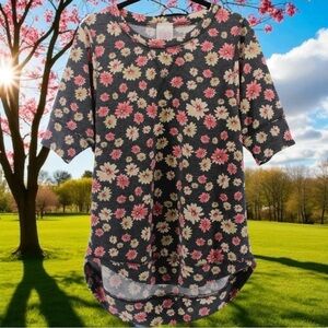 Freeloader Multicolor Floral Hi Low Boho Hippie Flower Child Blouse Top Size M